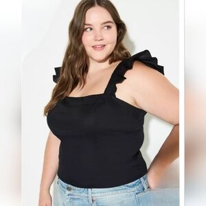 NWT Lovesick Torrid 2 Flutter Sleeve Corset Top Black AD-1972